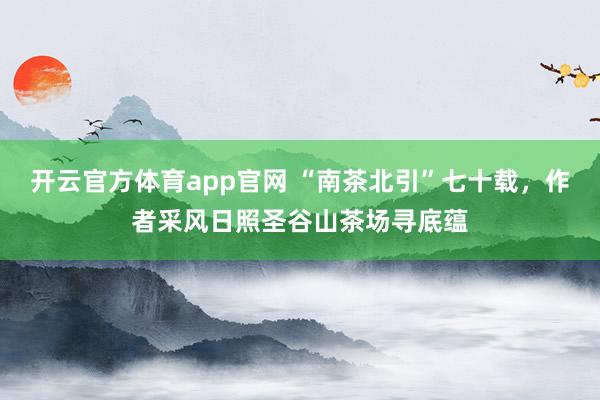 开云官方体育app官网 “南茶北引”七十载，作者采风日照圣谷山茶场寻底蕴