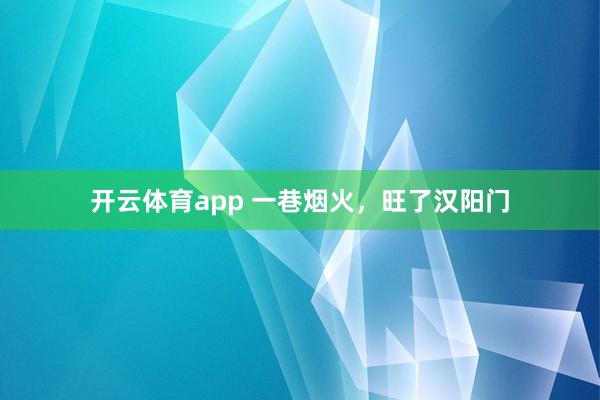 开云体育app 一巷烟火，旺了汉阳门